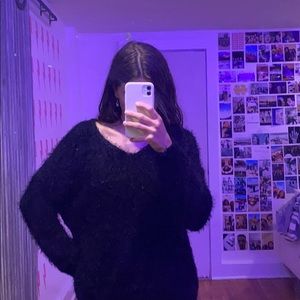 black fuzzy sweater from altard state, worn once!!
